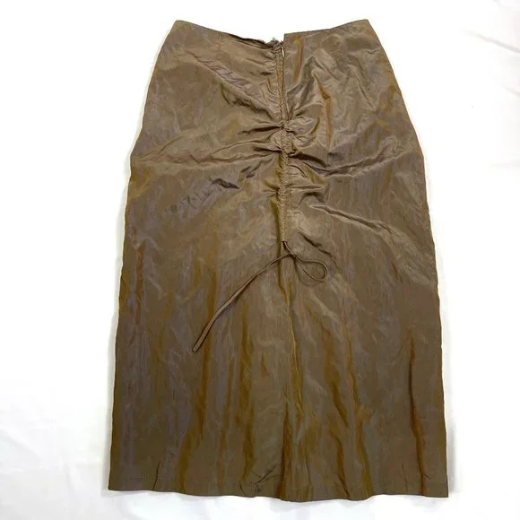 Zelda metallicTaffeta Made in USA Side Drawstring rushed skirt 6 - Picture 13 of 14